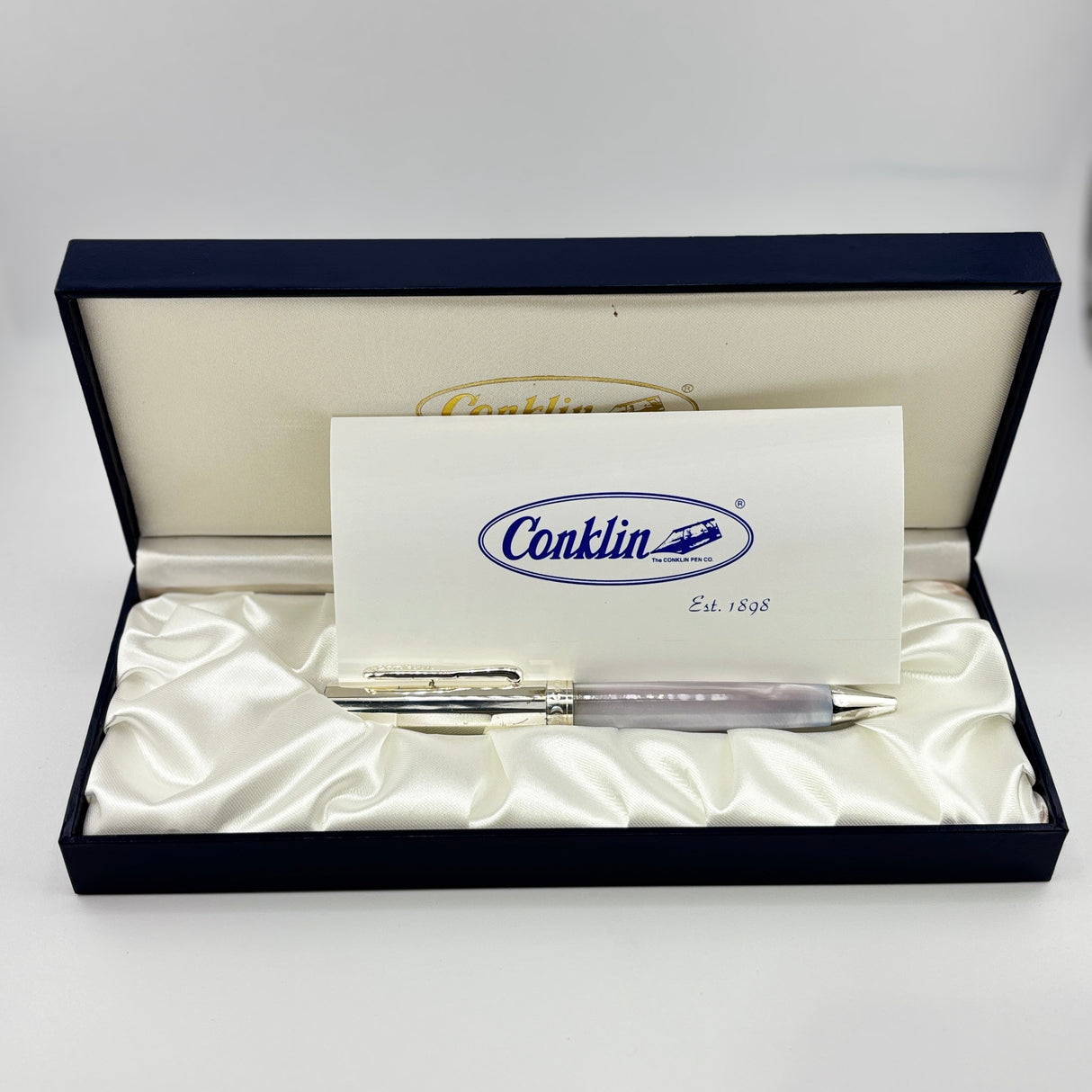 Conklin Coronet Collection Faceted cap silver ice blue barrel - Ball Pen