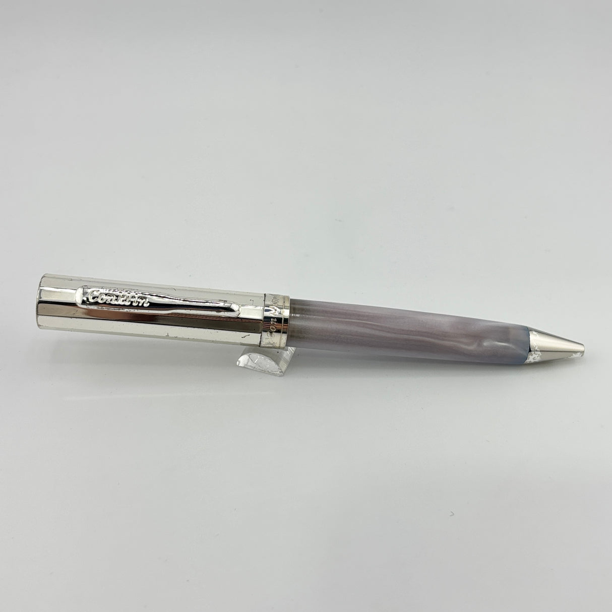 Conklin Coronet Collection Faceted cap silver ice blue barrel - Ball Pen