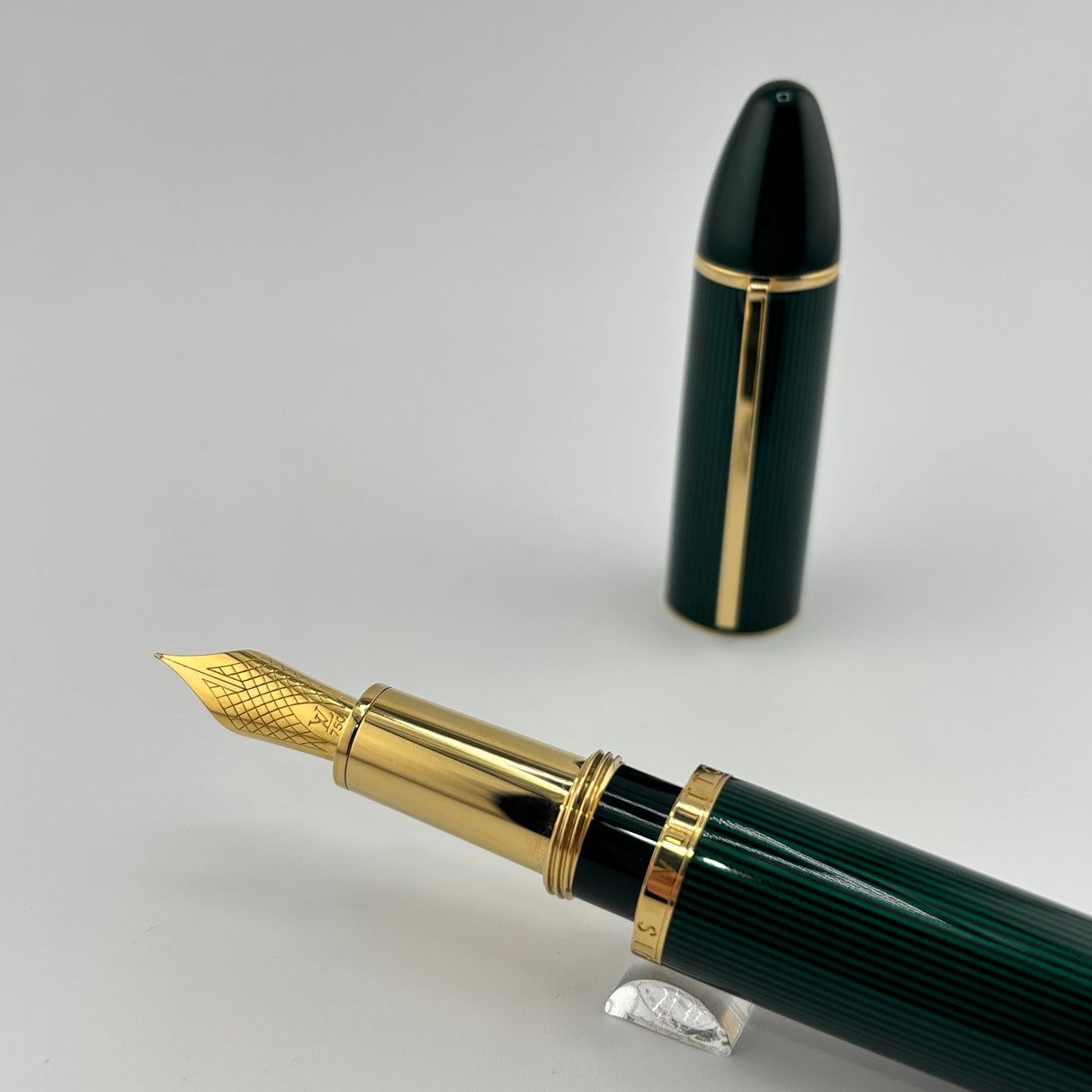 Louis Vuitton Green Striped Lacquered Cargo Fountain Pen - Medium 18kt Gold Nib - RARE!