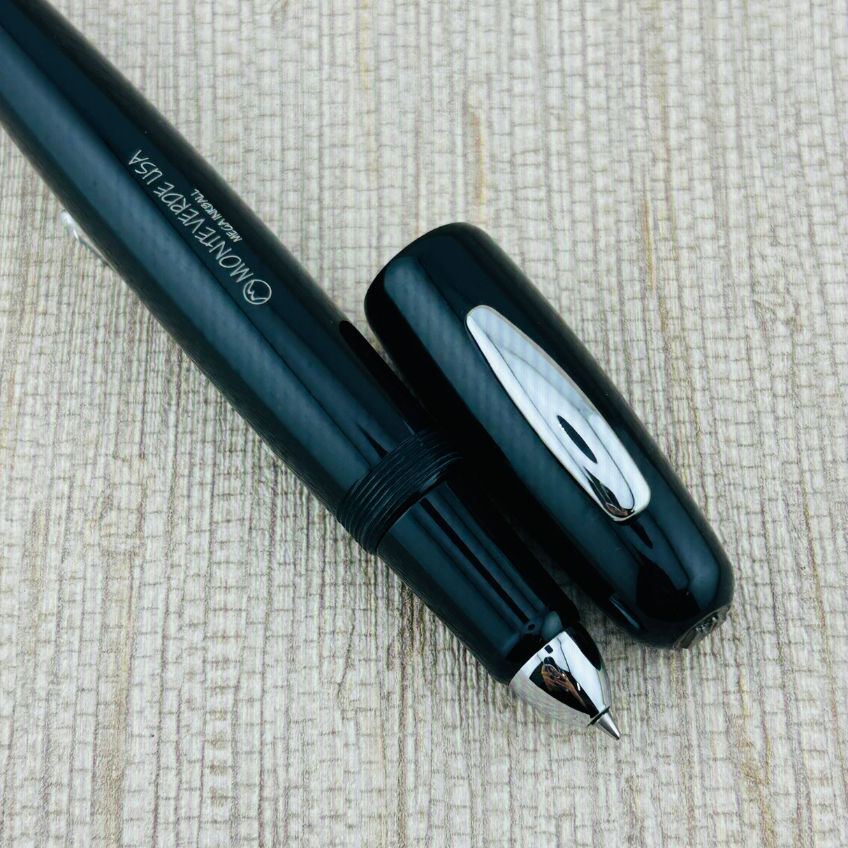 MonteVerde Mega Ink Ball Black with Chrome Trim - Rollerball Pen