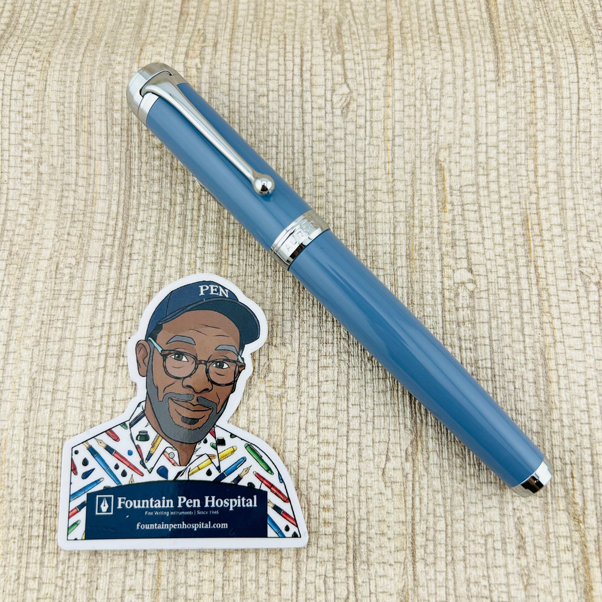 Aurora Talentum Celestial Blue with Chrome Trim - Rollerball Pen
