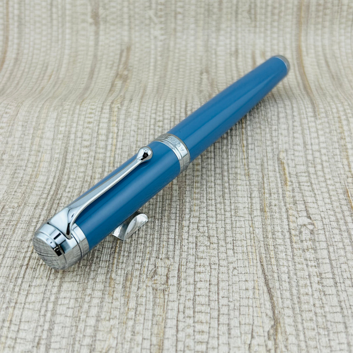 Aurora Talentum Celestial Blue with Chrome Trim - Rollerball Pen