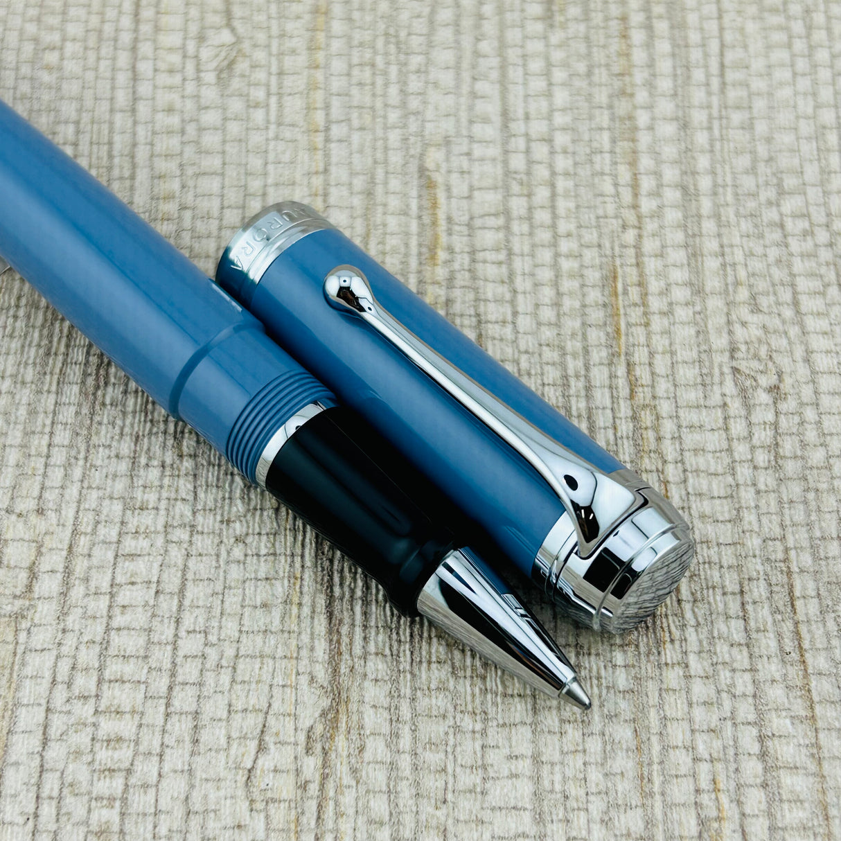 Aurora Talentum Celestial Blue with Chrome Trim - Rollerball Pen