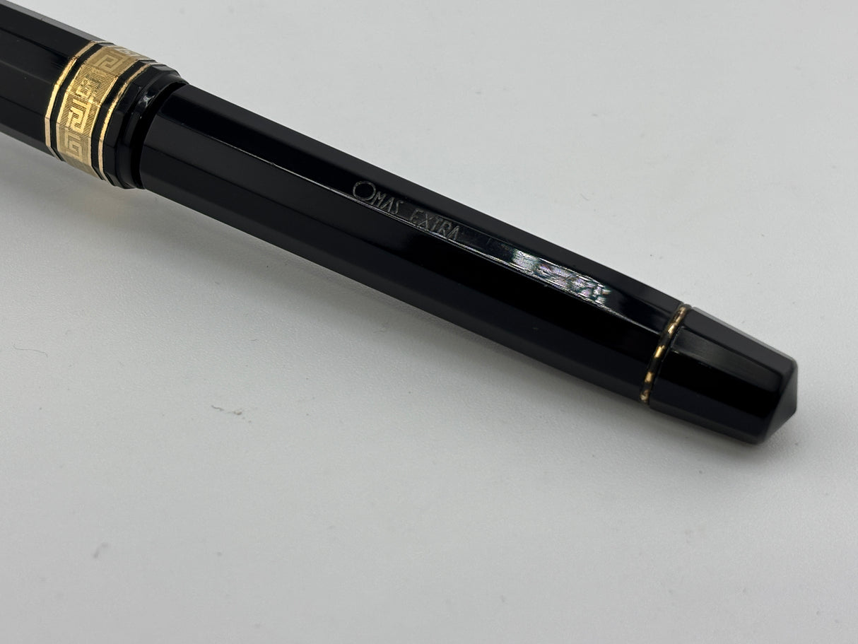 OMAS Black Vegetal Resin Facetted Standard Size Paragon Rollerball