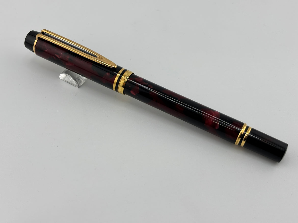 Waterman Man 200 Rhapsody Burgundy Marble Fountain Pen - Broad/Stub 18kt Gold Nib