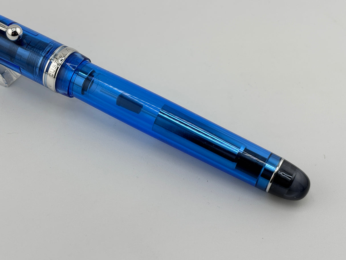 Pilot Custom 74 Blue Transparent Demonstrator Fountain Pen - Fine 14kt Gold Nib