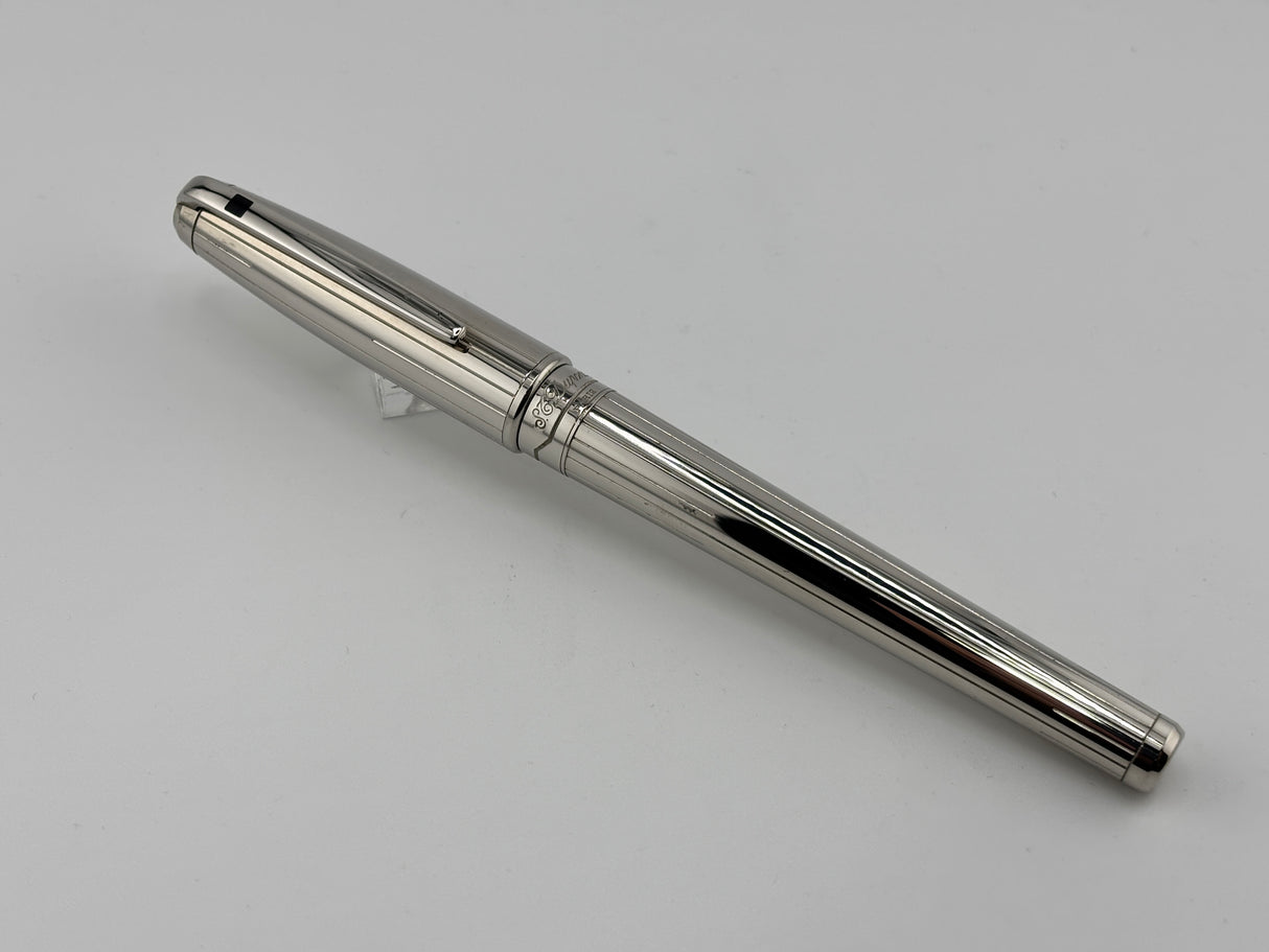 ST Dupont Orpheo Full Size Palladium Plated Fountain Pen - Medium 18kt Gold Nib