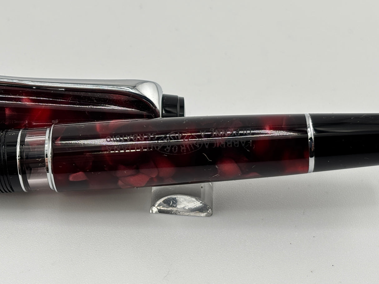 Aurora Optima Marbled Burgundy Auroloide Fountain Pen - Medium 14kt Gold Nib