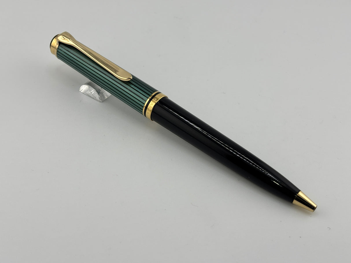 Pelikan K800 Ballpoint Pen - Black Barrel/Green Striped Cap