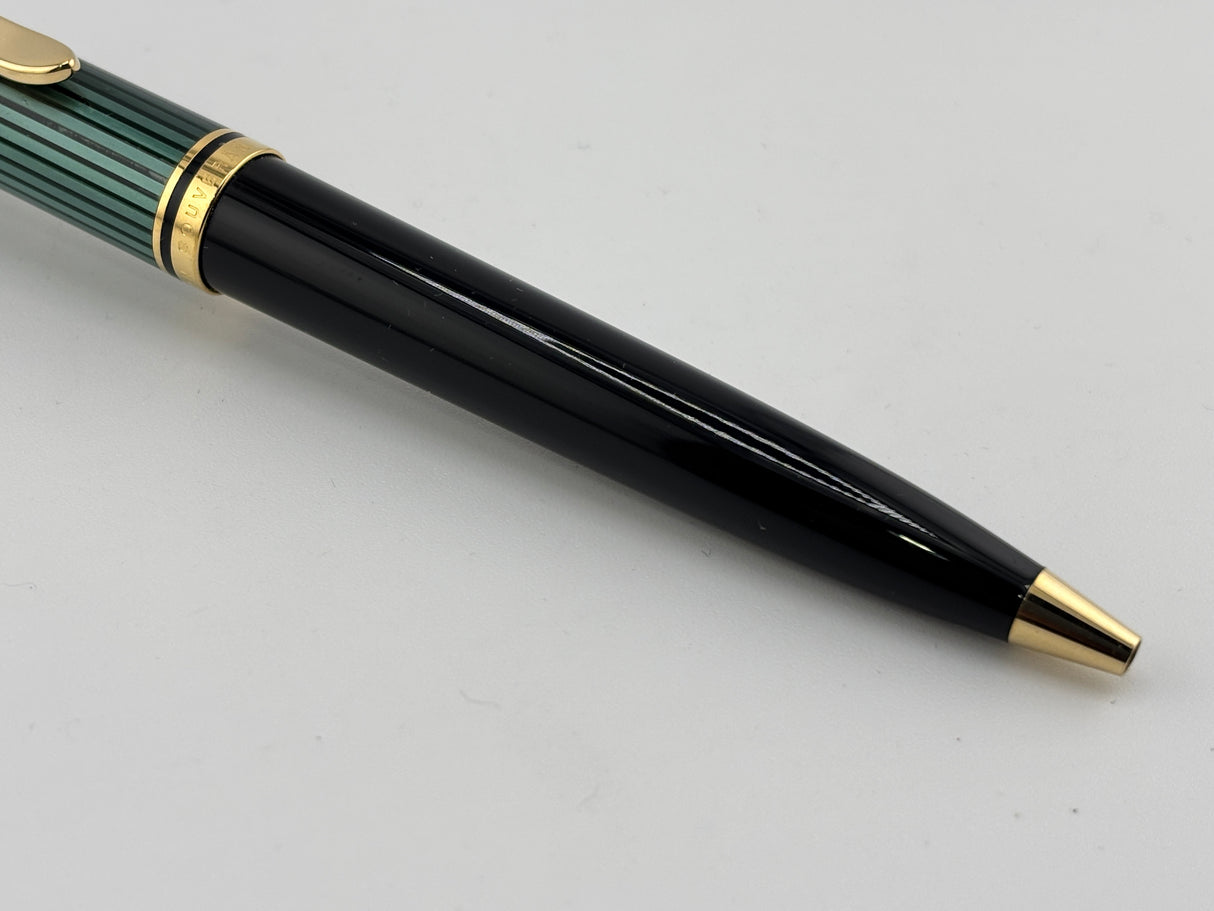 Pelikan K800 Ballpoint Pen - Black Barrel/Green Striped Cap
