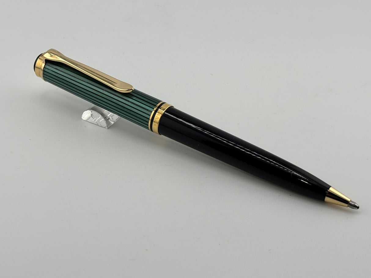 Pelikan K800 Ballpoint Pen - Black Barrel/Green Striped Cap