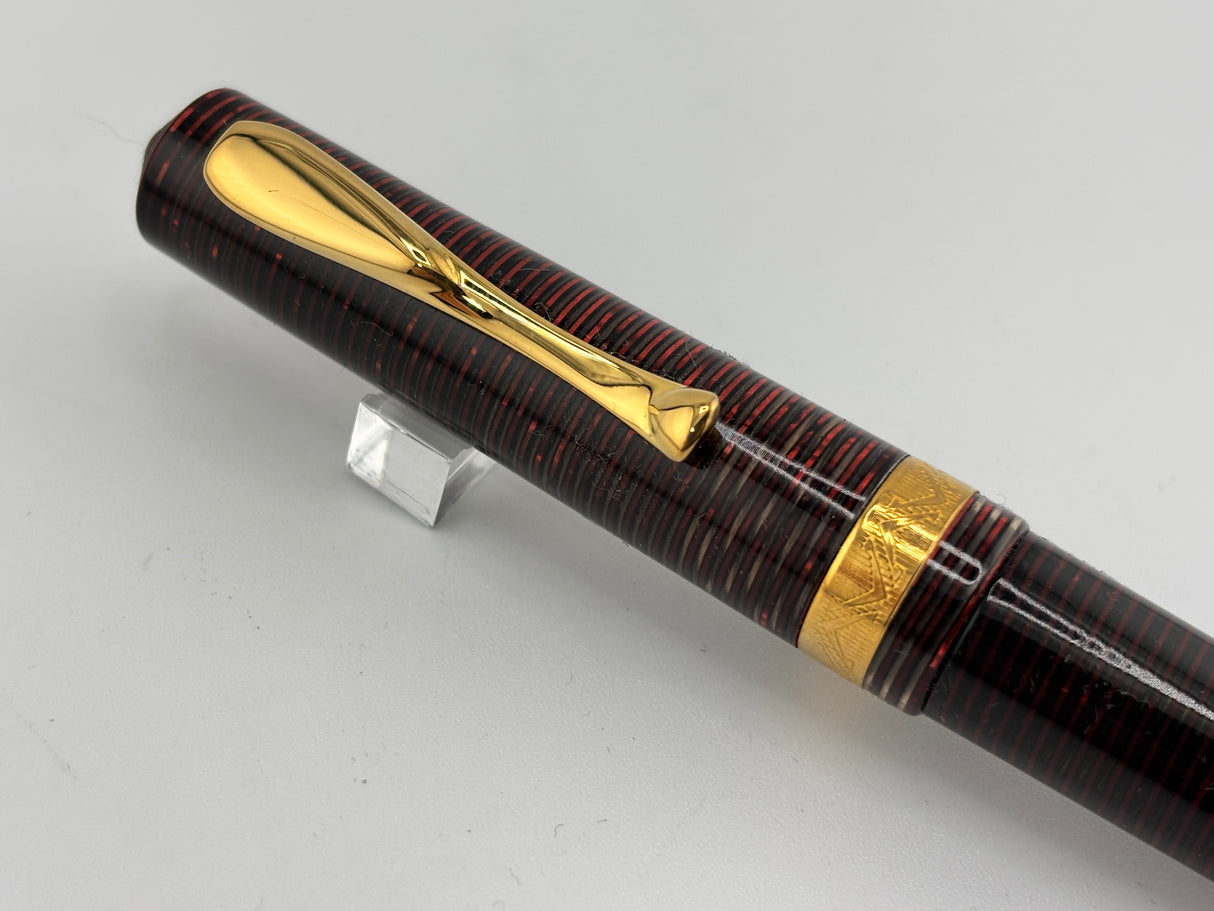 Visconti Manhattan Ruby Red Layered Celluloid Fountain Pen - Medium 18kt Gold Nib