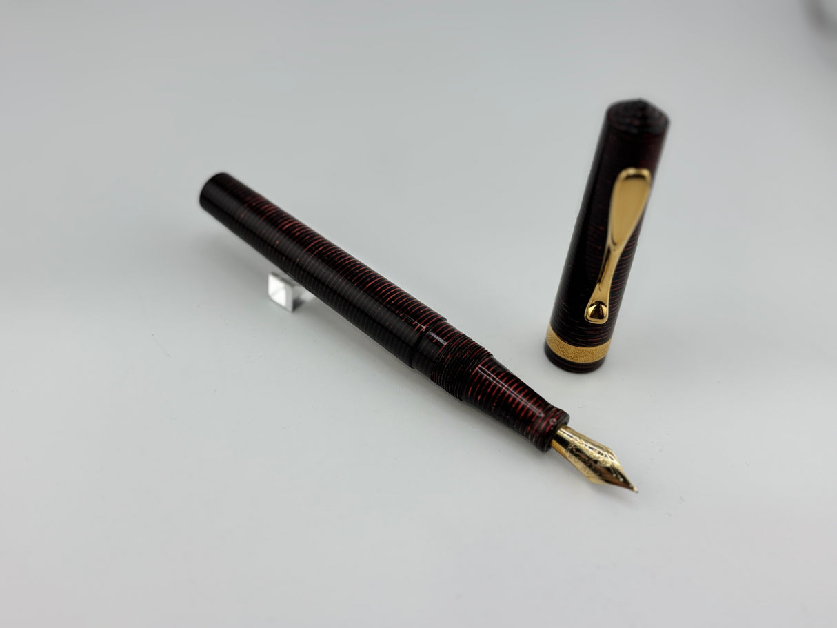 Visconti Manhattan Ruby Red Layered Celluloid Fountain Pen - Medium 18kt Gold Nib