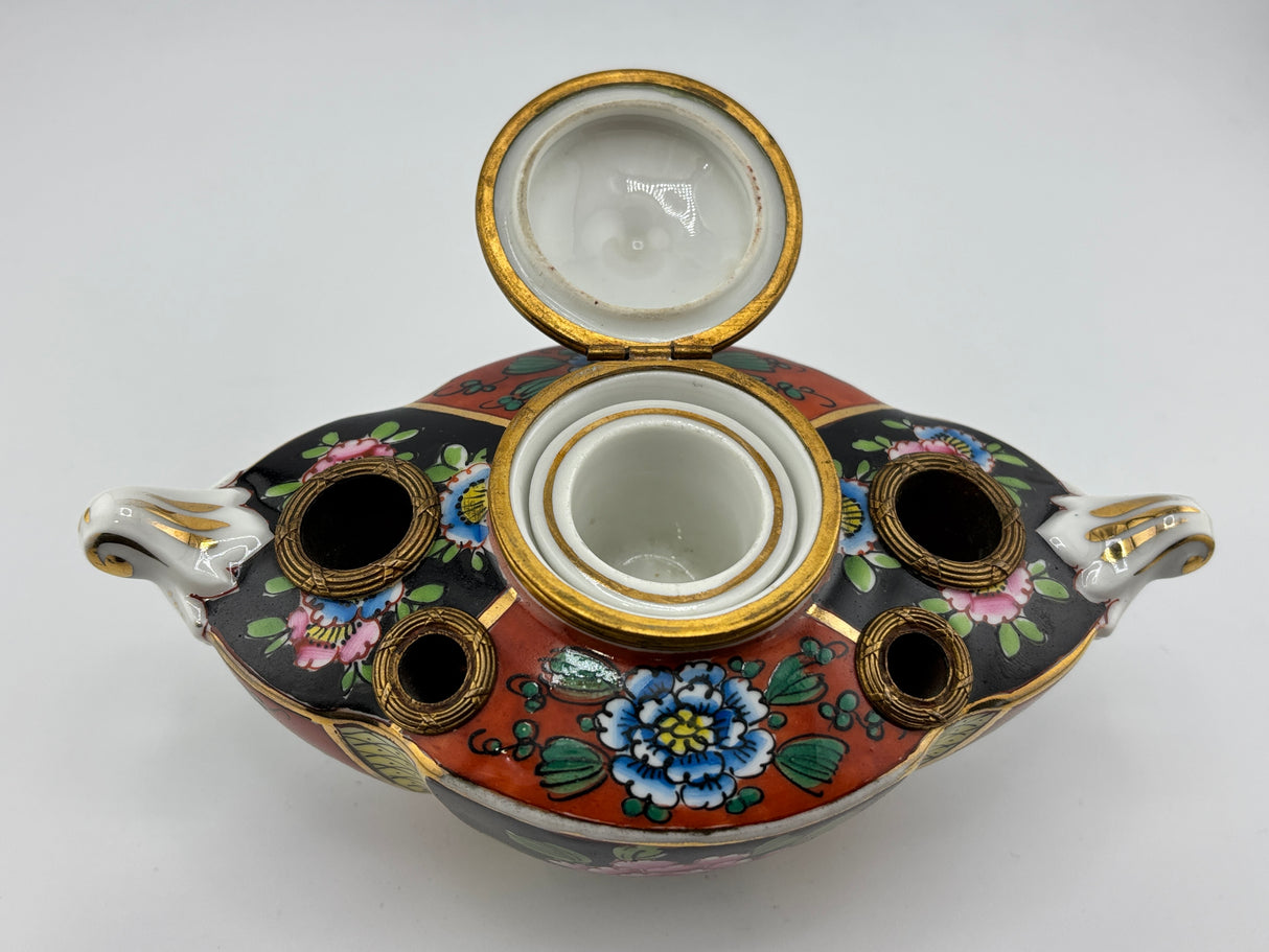 Inkwell Vintage circa 1935 excellent condition - Hand painted Limoges Made in France