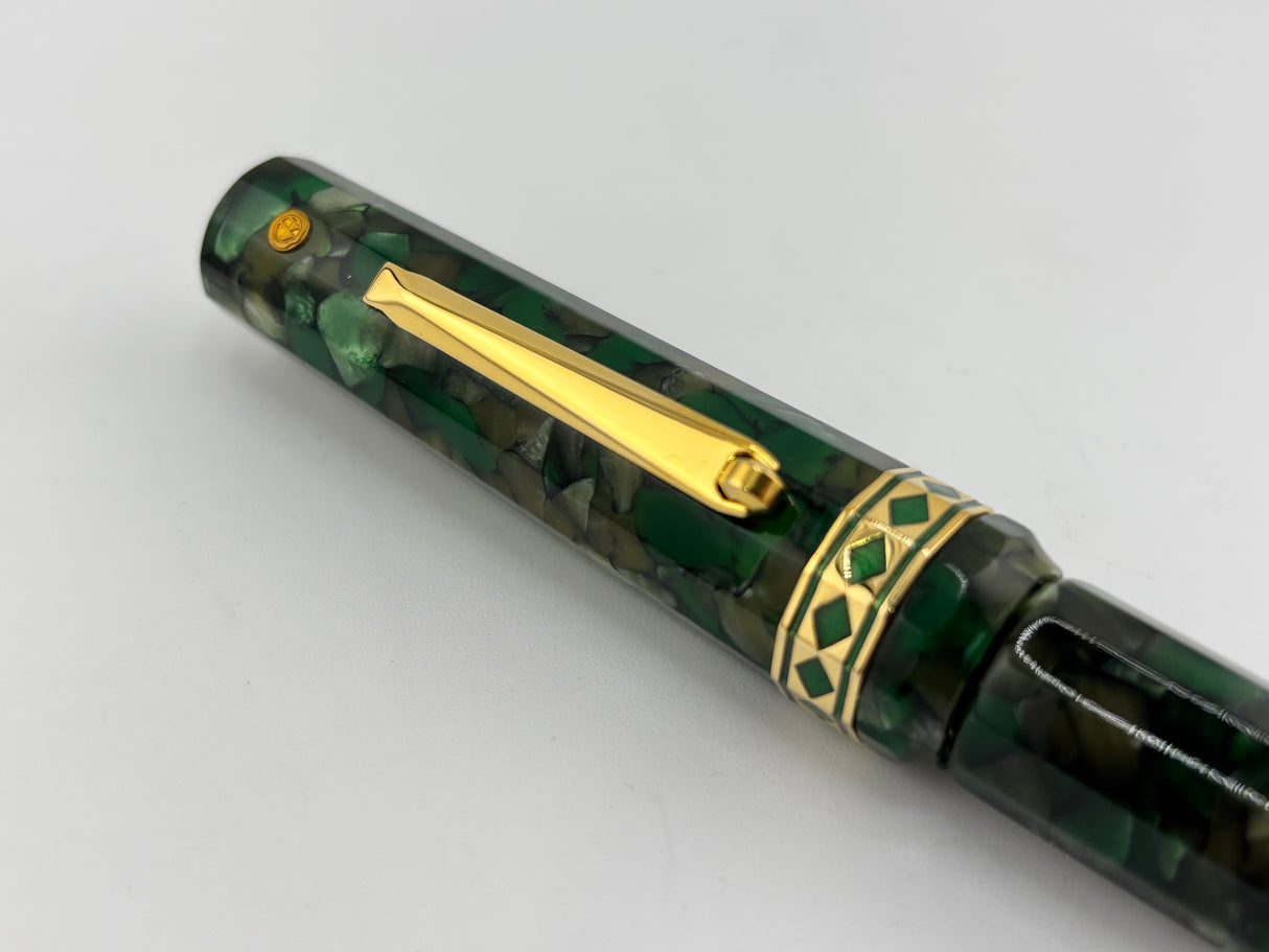 Wahl-Eversharp Oversize Doric Green Kashmir Fountain Pen - Large #8 Semi-Flex Medium 14kt Gold Nib