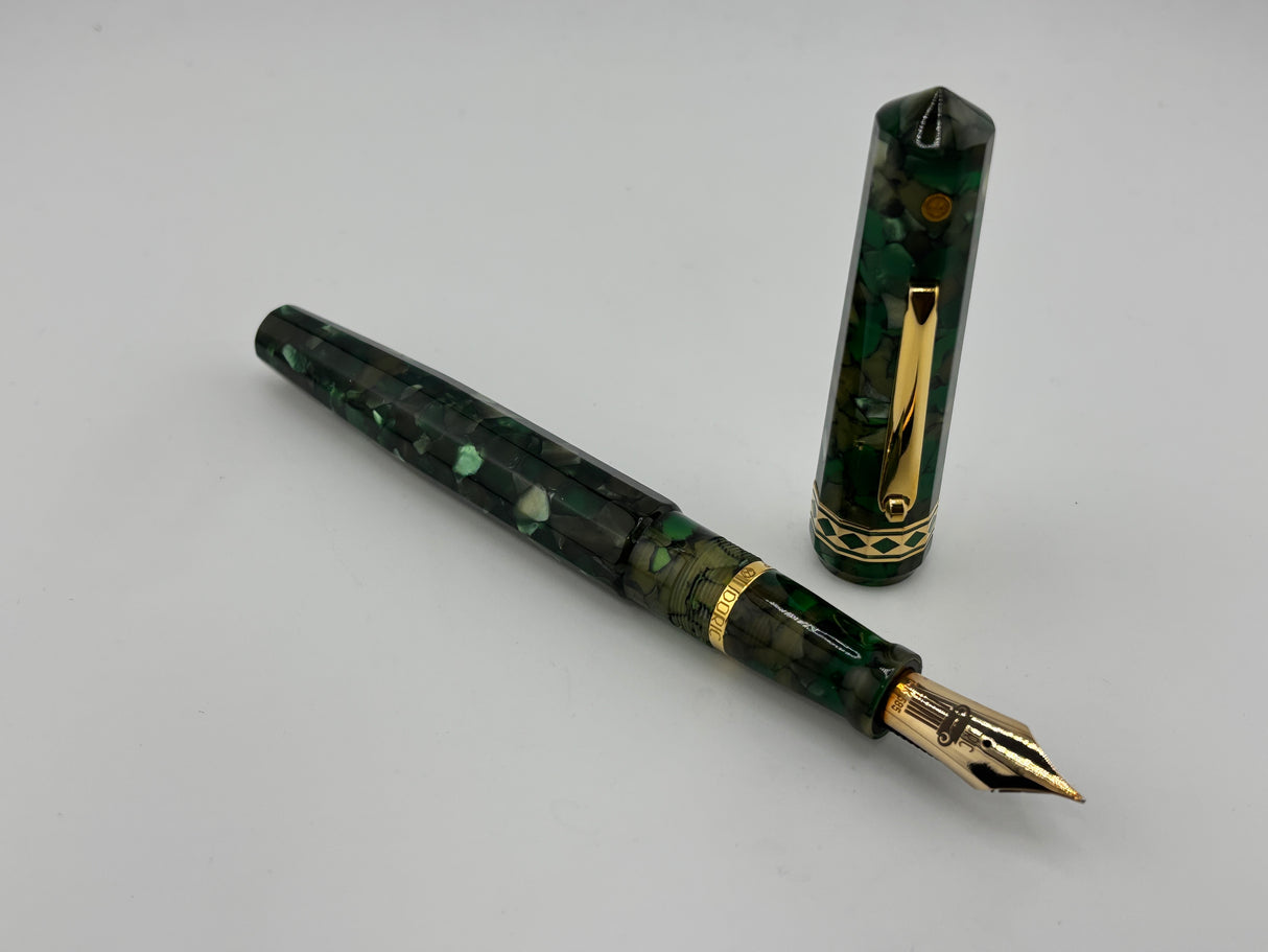 Wahl-Eversharp Oversize Doric Green Kashmir Fountain Pen - Large #8 Semi-Flex Medium 14kt Gold Nib