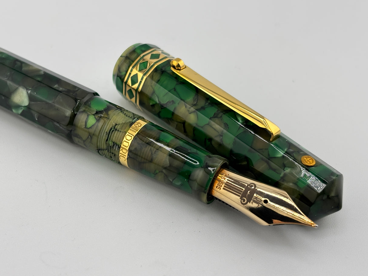 Wahl-Eversharp Oversize Doric Green Kashmir Fountain Pen - Large #8 Semi-Flex Medium 14kt Gold Nib