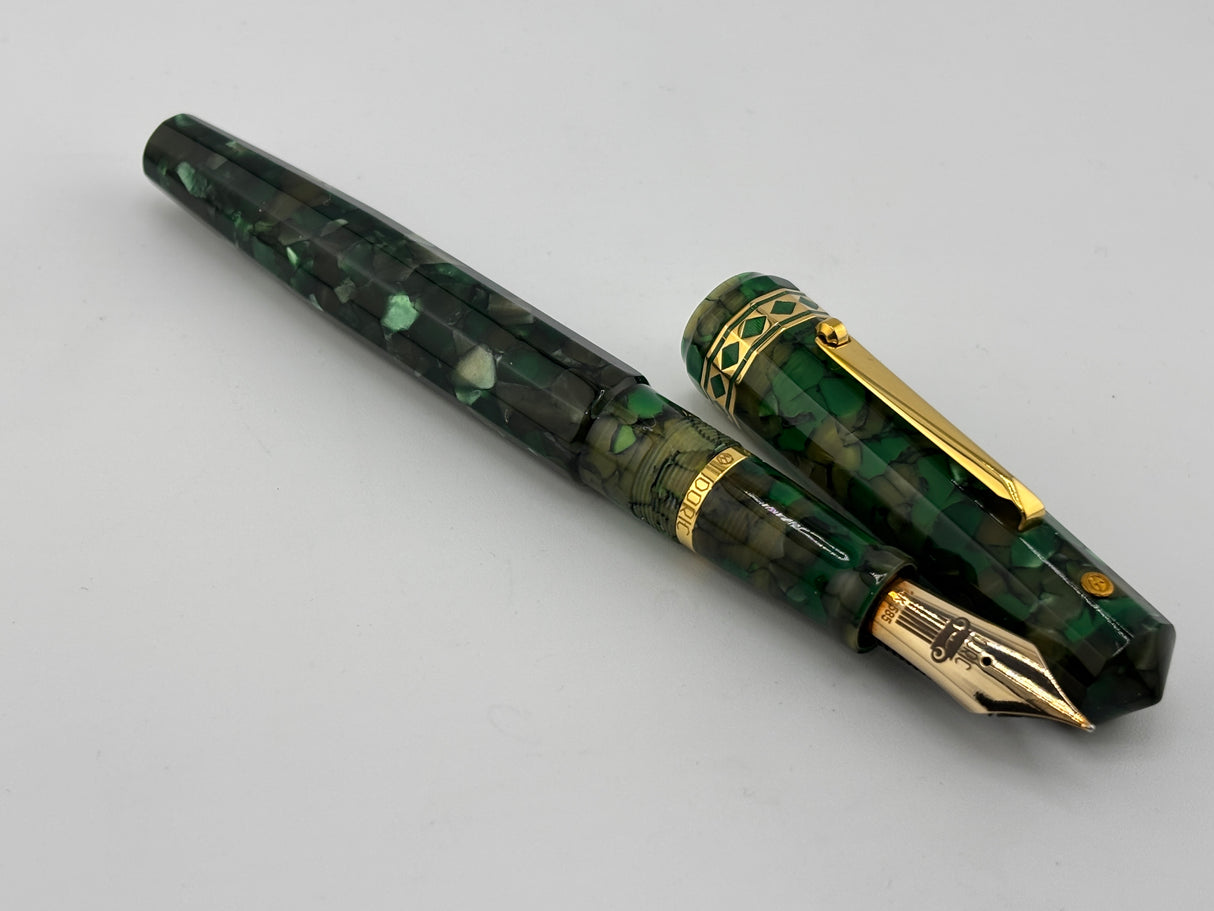 Wahl-Eversharp Oversize Doric Green Kashmir Fountain Pen - Large #8 Semi-Flex Medium 14kt Gold Nib
