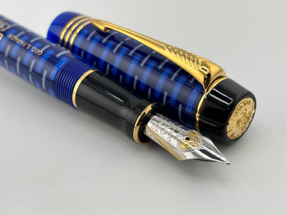 Parker Duofold 100th Anniversary Centennial Special Edition Blue - Medium 18kt Gold Nib