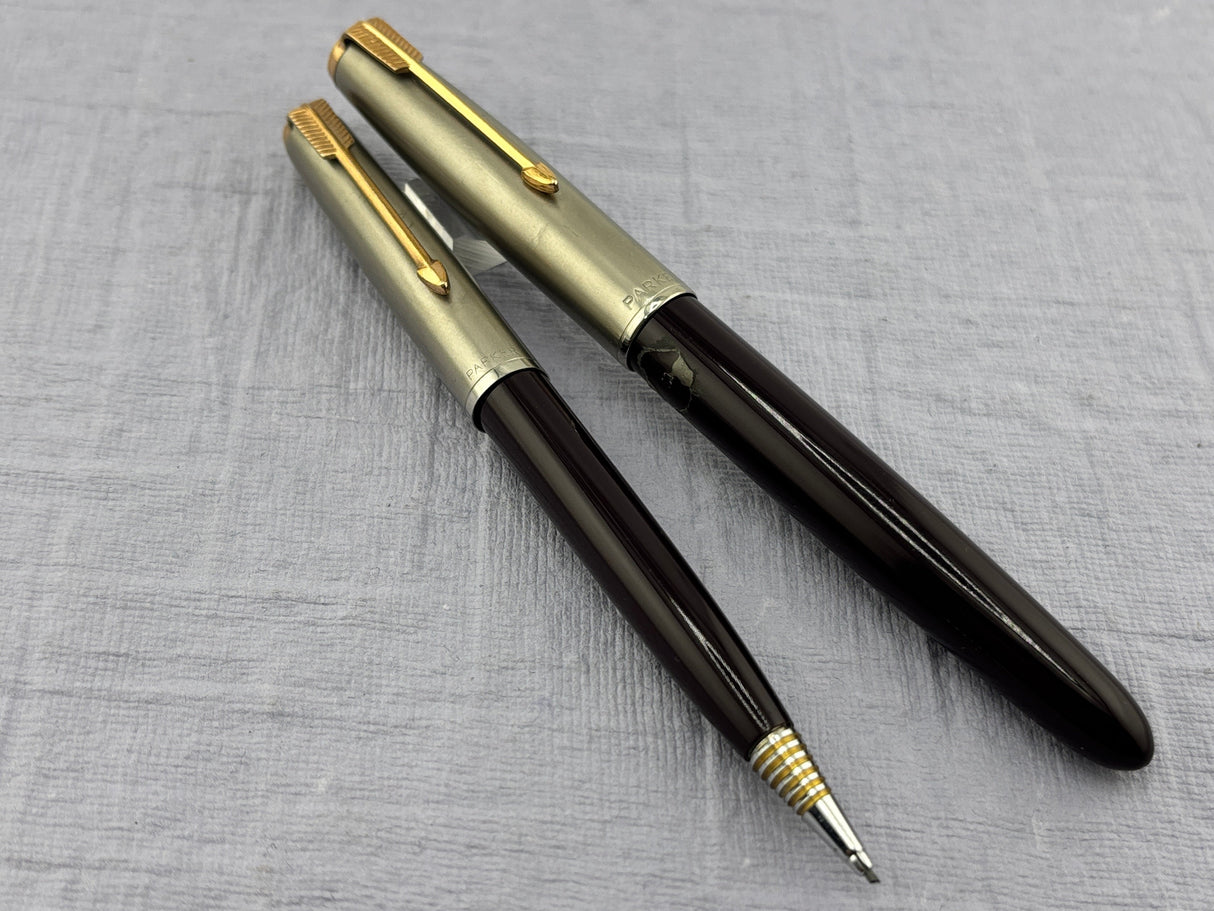 Parker 51 Set Dark Blue Cap Aerometric - Fountain Pen and pencil