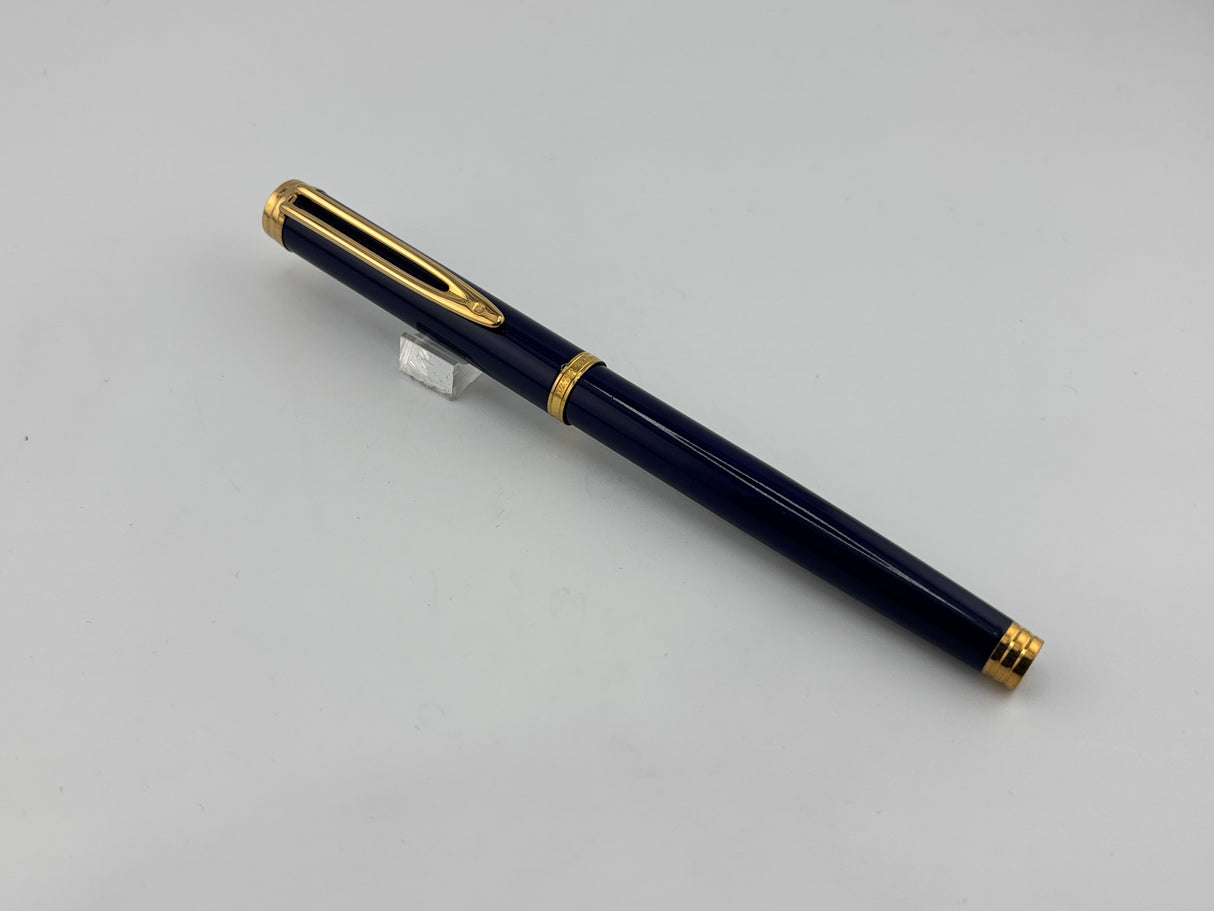 Waterman Gentleman Blue Lacquer gold trim circa 1975 Gold nib 18K750 - Fountain Pen