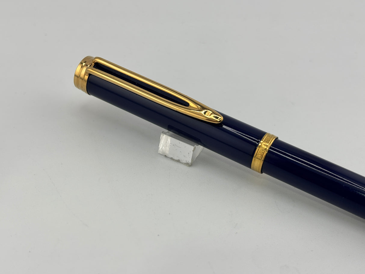 Waterman Gentleman Blue Lacquer gold trim circa 1975 Gold nib 18K750 - Fountain Pen
