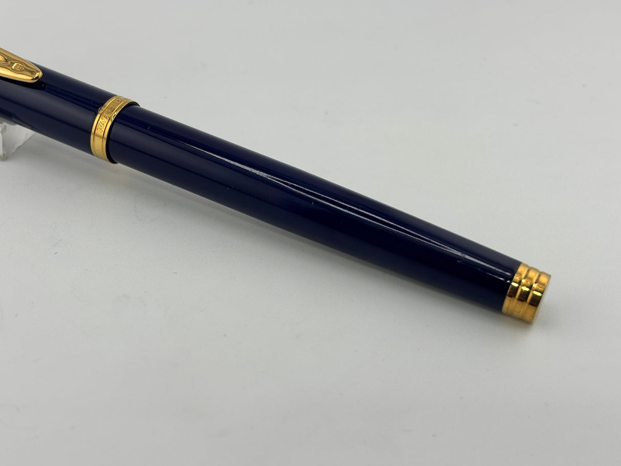 Waterman Gentleman Blue Lacquer gold trim circa 1975 Gold nib 18K750 - Fountain Pen