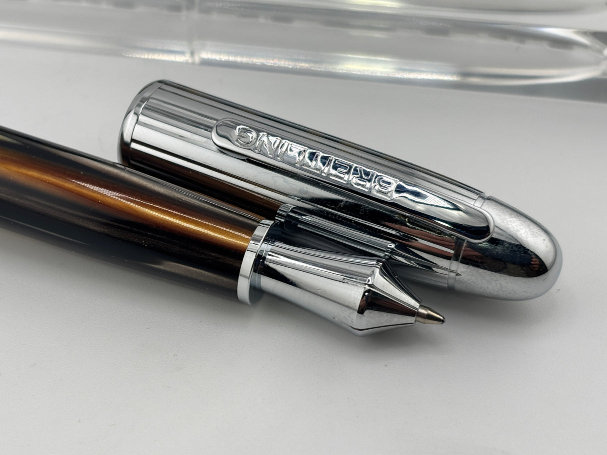 Breitling Pen Horn Bronze barrel chrome cap - Ball Pen