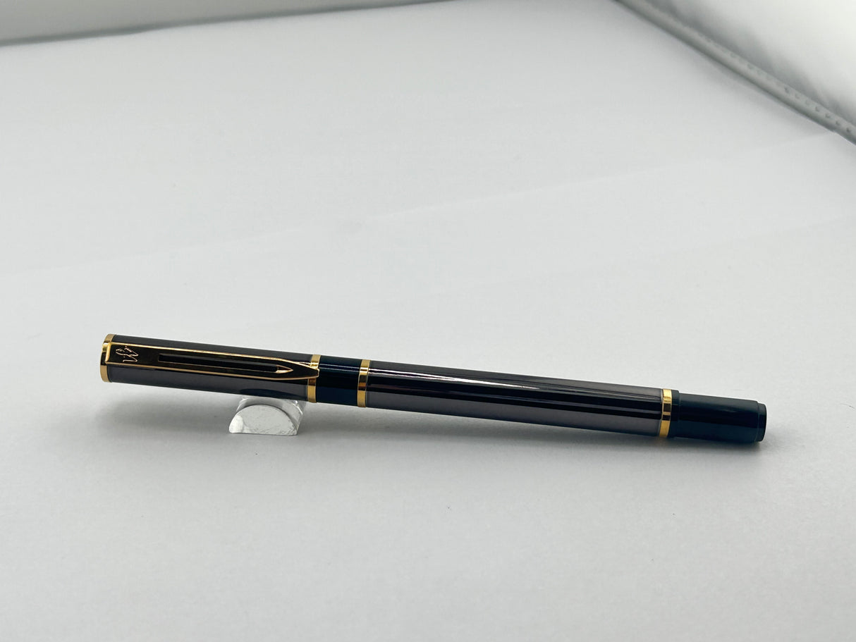 Waterman Laureat II Black Gun Chrome / Gold Trim - Roller Ball