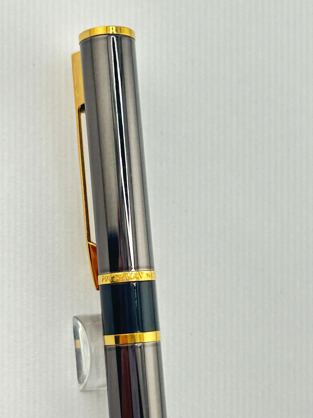 Waterman Laureat II Black Gun Chrome / Gold Trim - Roller Ball