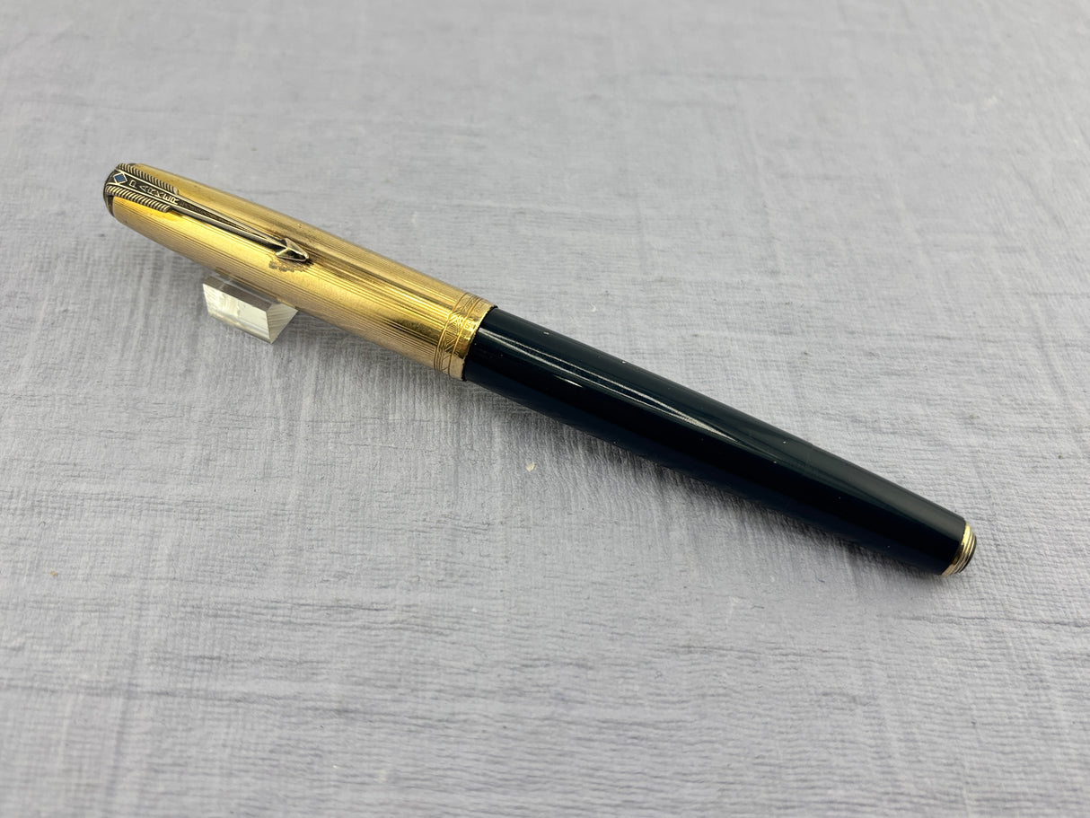 Parker 51 Cedar Blue Gold Cap Diamond Clip Vacumatic Fountain Pen