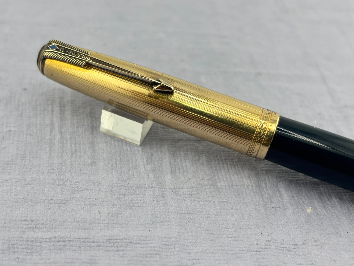 Parker 51 Cedar Blue Gold Cap Diamond Clip Vacumatic Fountain Pen
