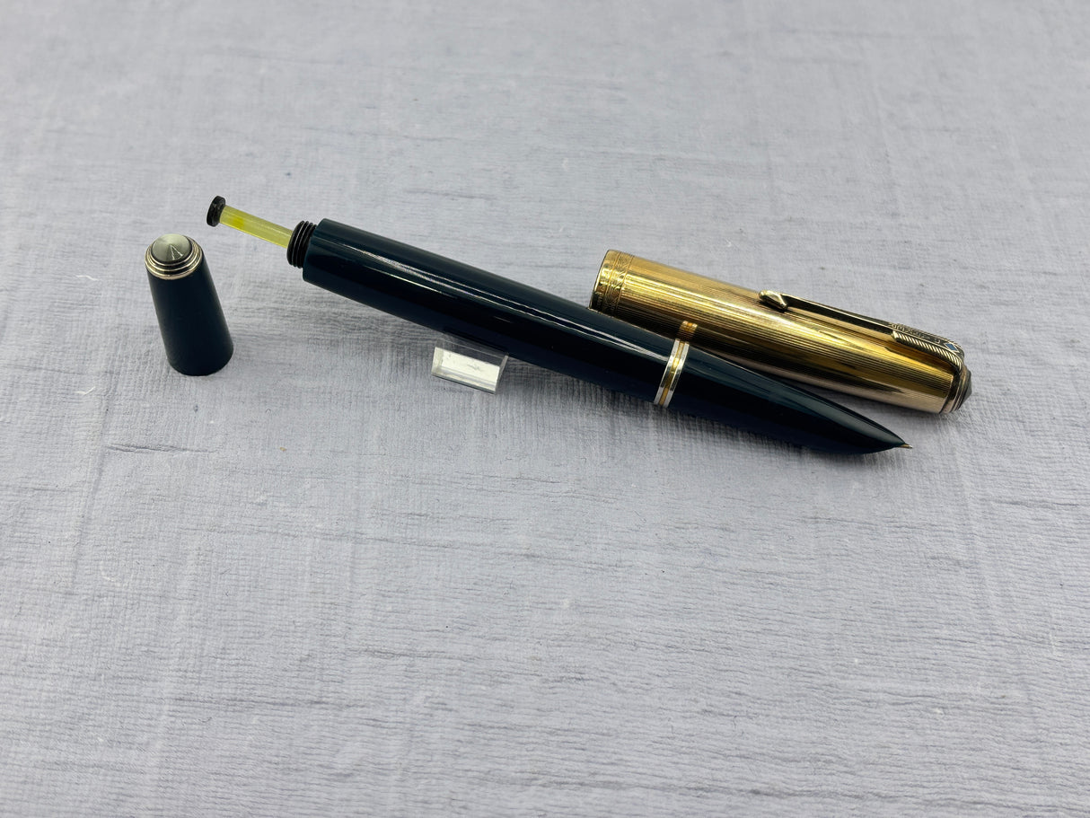 Parker 51 Cedar Blue Gold Cap Diamond Clip Vacumatic Fountain Pen