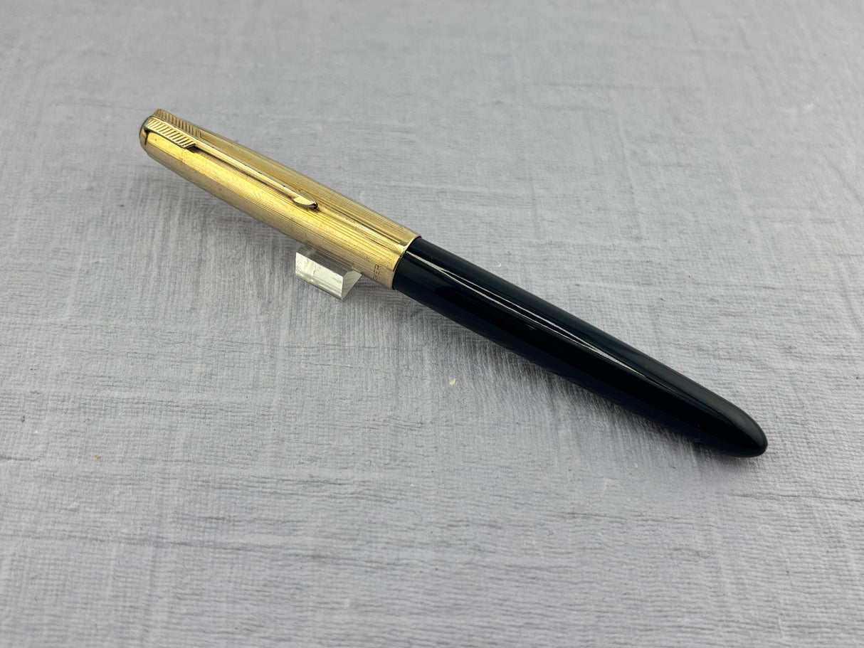 Parker 51 Navy Blue Gold Cap Fountain Pen