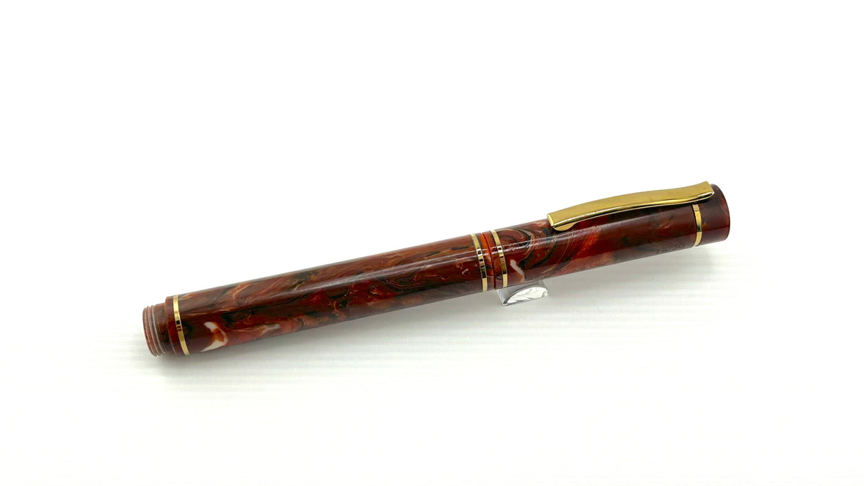No name Orange Marbled Gold Plated Nib - Fountain Pen