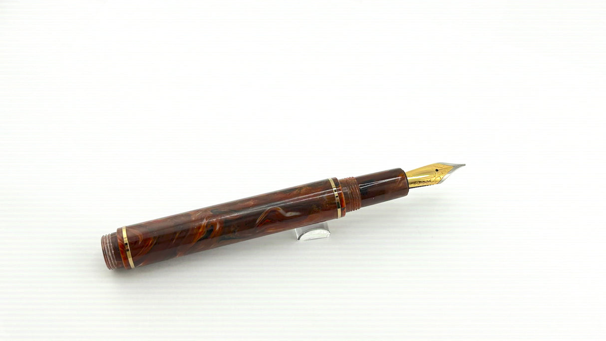 No name Orange Marbled Gold Plated Nib - Fountain Pen