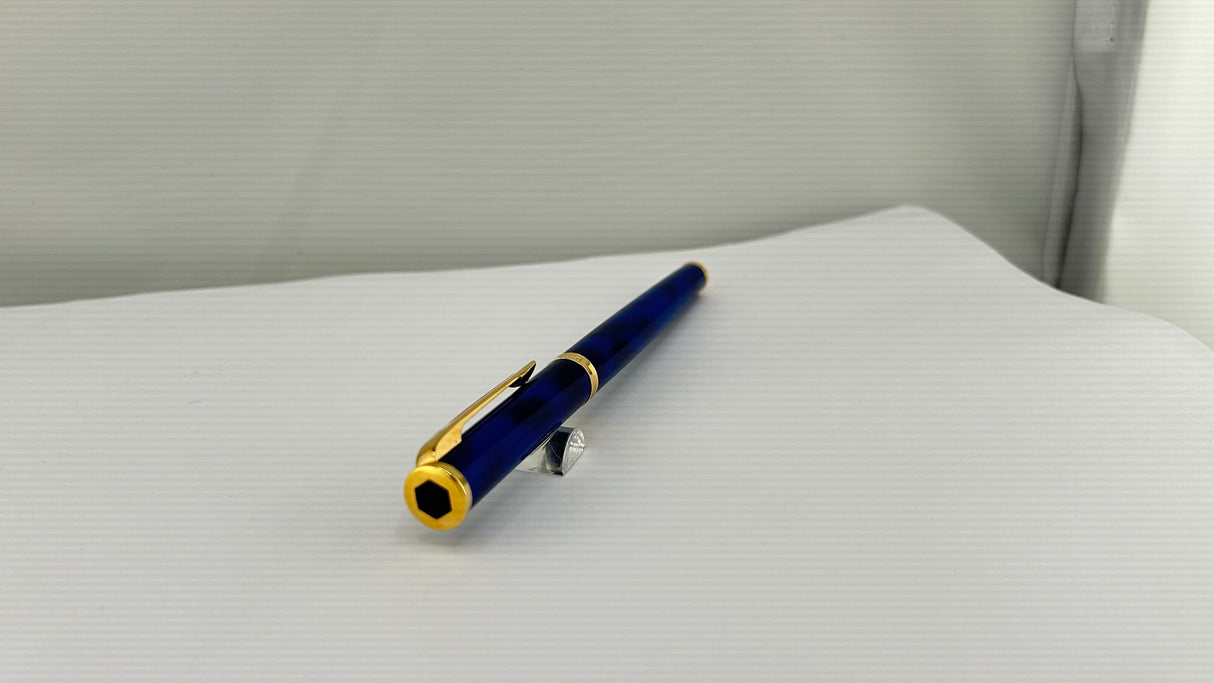 Waterman Preface in Blue Marble with Gold Plated Trim - Roller Ball Pen