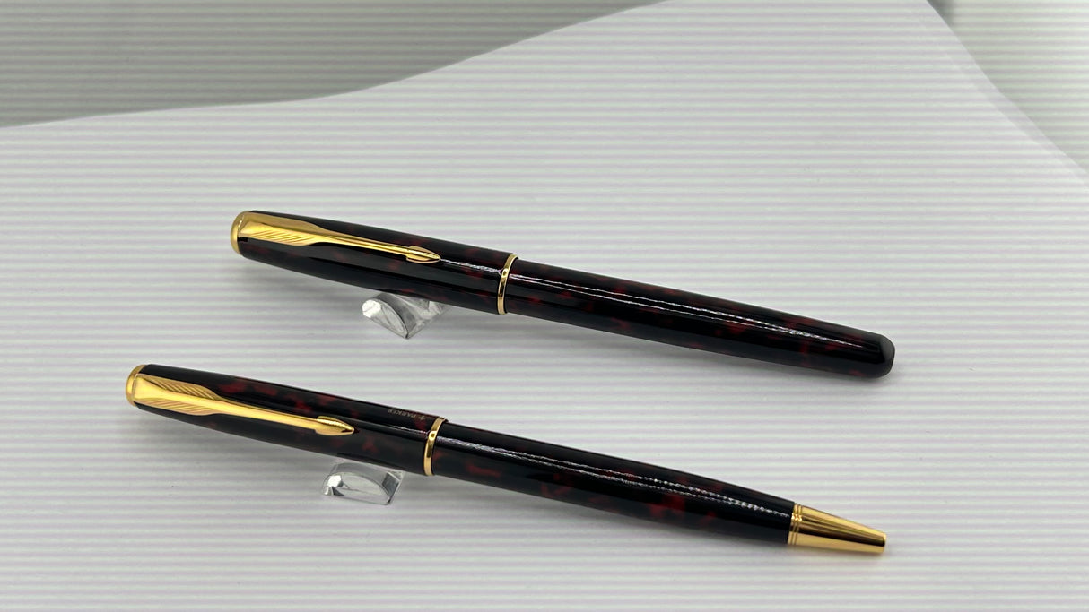 Parker Sonnet pen set in the "Firedance" finish with Gold-Plated Trim - Ball Pen and Roller Ball
