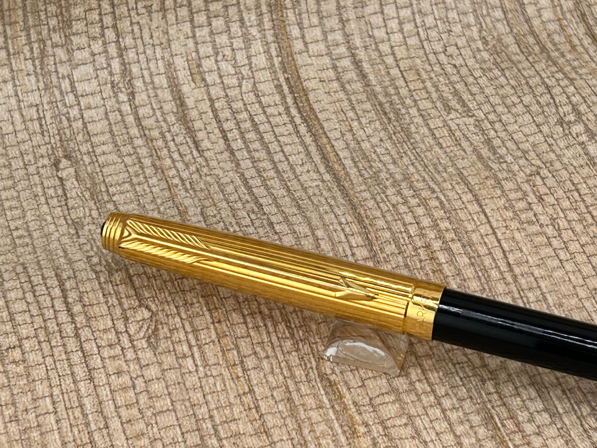 Parker 75 Black and Gold cap fluted - Ball Pen