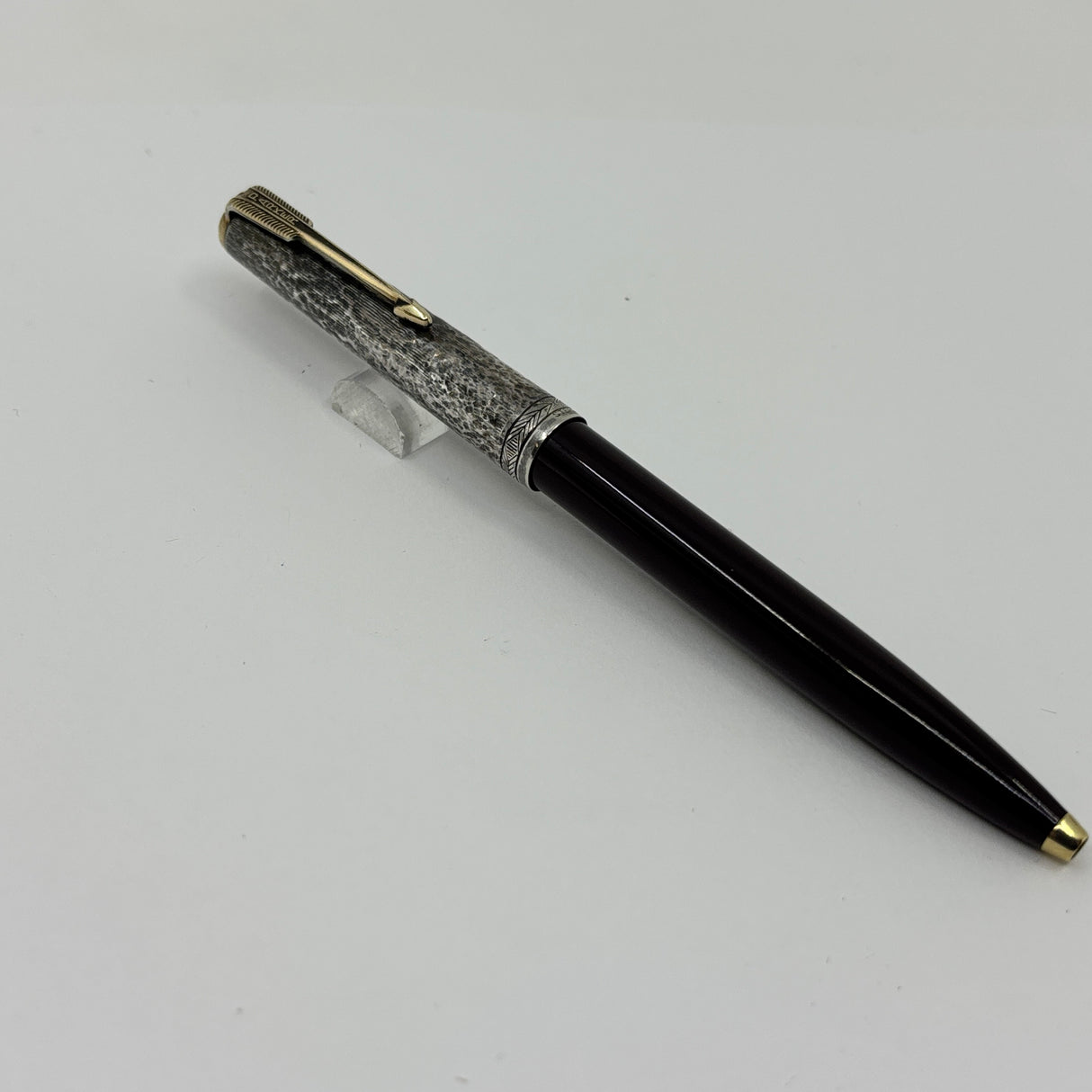 Parker 51 Ball Pen Burgundy Sterling Silver 925 cap " Ariel Kullock " Hammer Cap