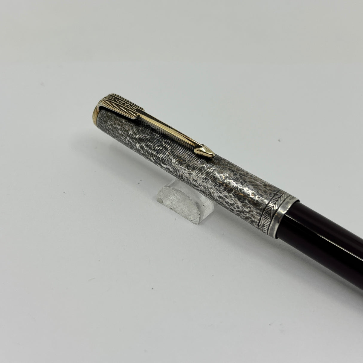 Parker 51 Ball Pen Burgundy Sterling Silver 925 cap " Ariel Kullock " Hammer Cap