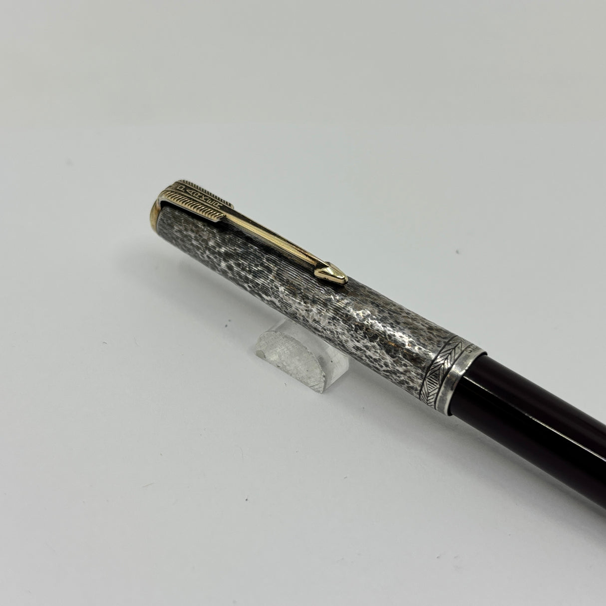 Parker 51 Ball Pen Burgundy Sterling Silver 925 cap " Ariel Kullock " Hammer Cap