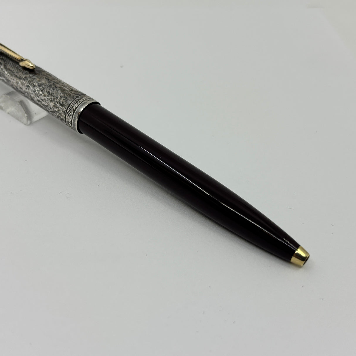 Parker 51 Ball Pen Burgundy Sterling Silver 925 cap " Ariel Kullock " Hammer Cap