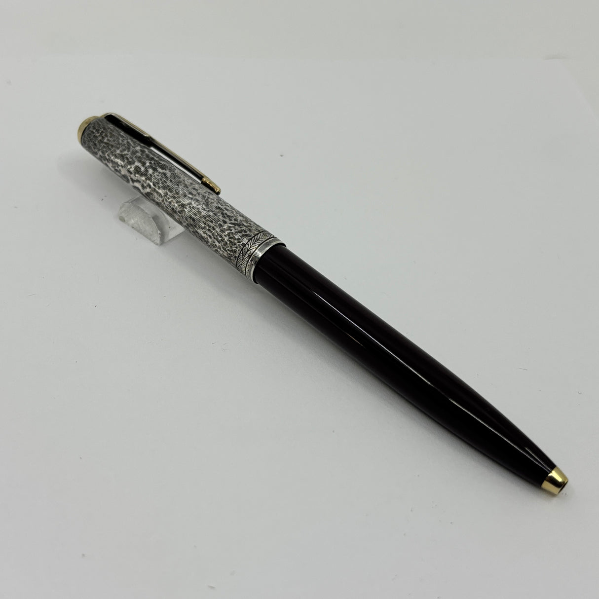 Parker 51 Ball Pen Burgundy Sterling Silver 925 cap " Ariel Kullock " Hammer Cap