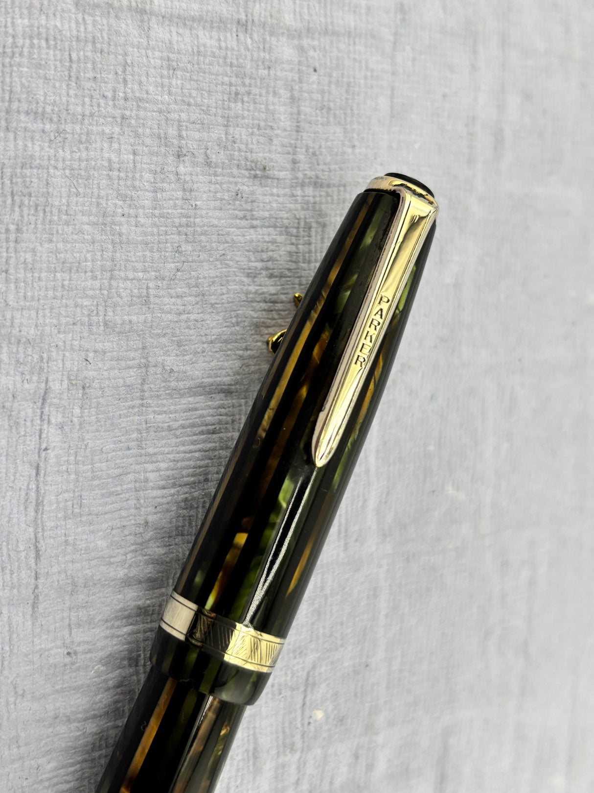 Parker (1944) Striped Green/Amber Duofold - Fountain Pen
