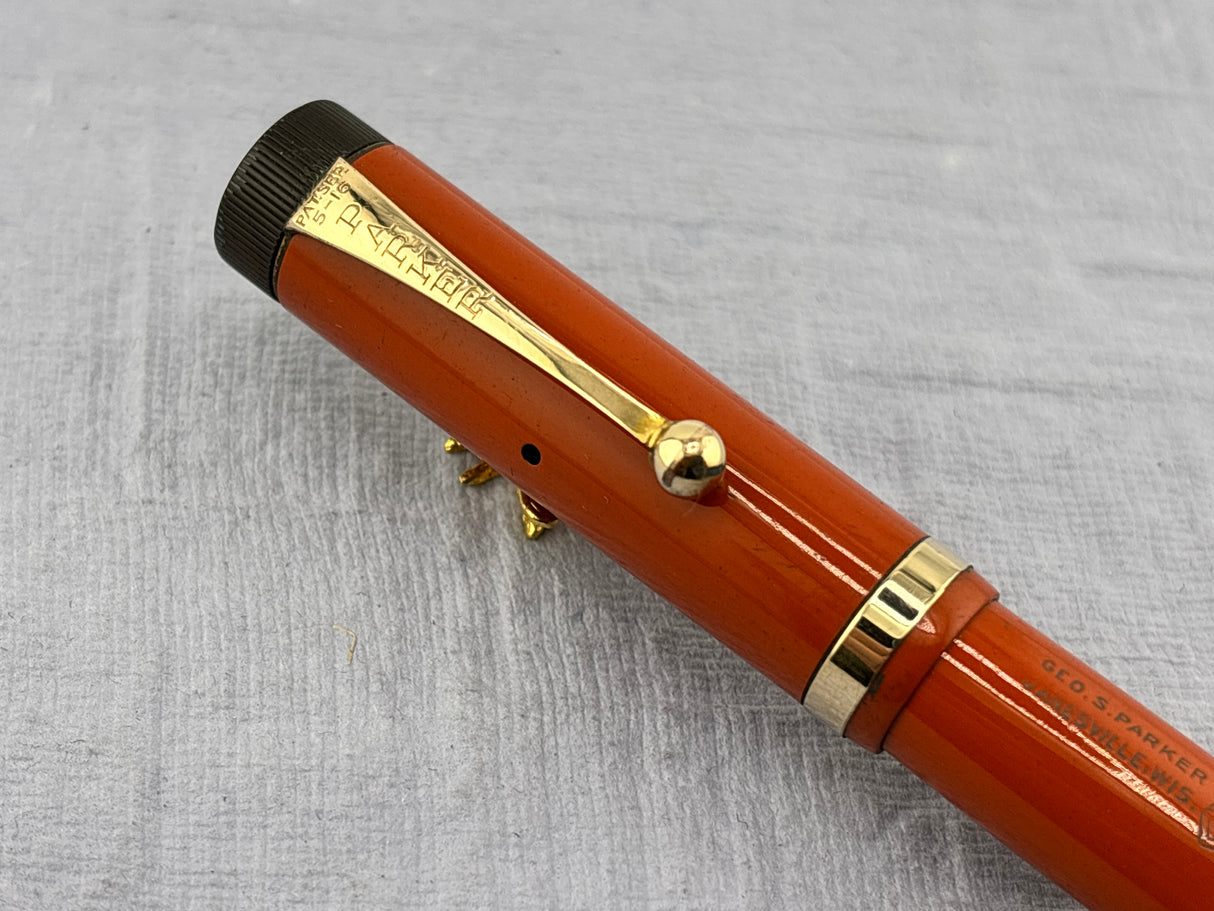 Parker Duofold Junior Red Hard Rubber - Fountain Pen