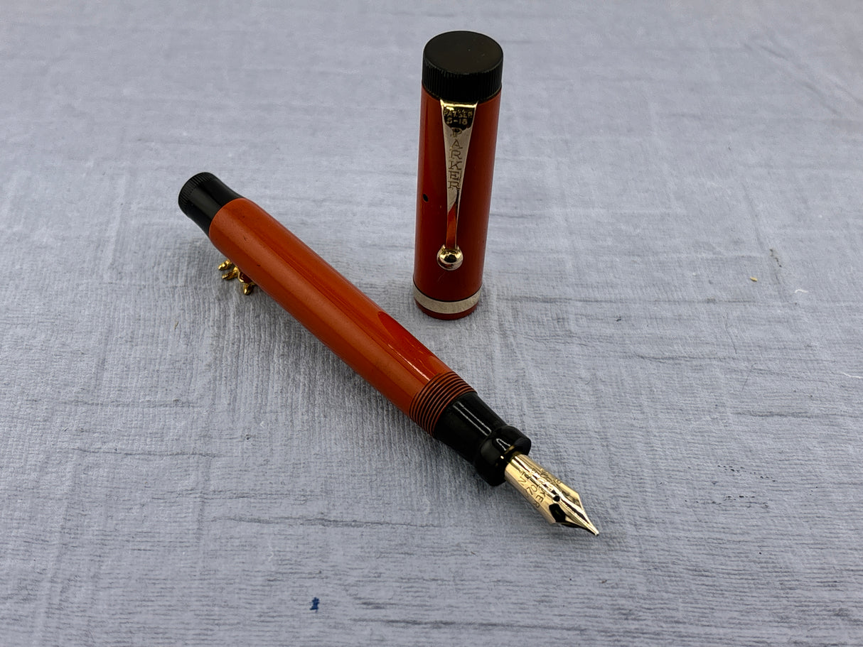 Parker Duofold Junior Red Hard Rubber - Fountain Pen
