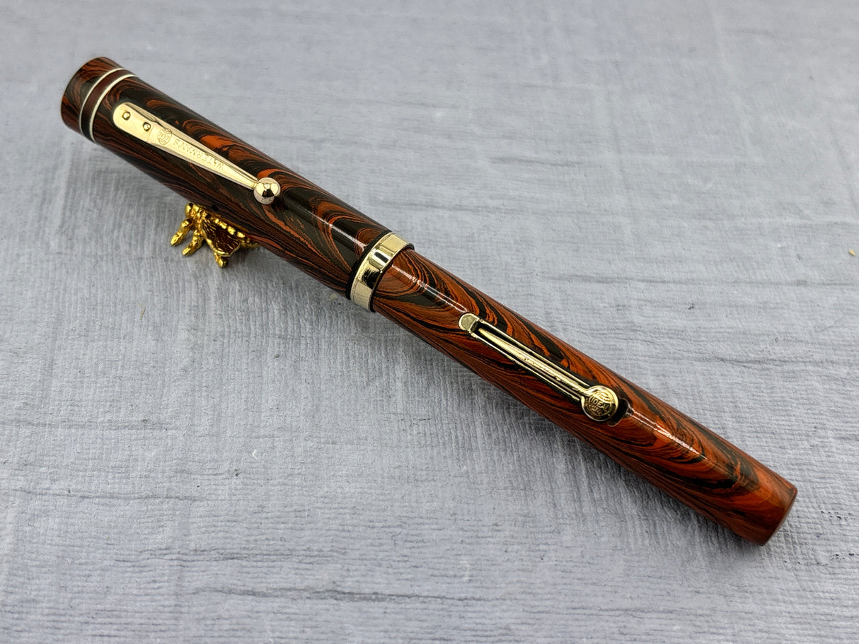 Waterman #5 Red/Black Ripple with Red Band + Correct "red" Nib - Fountain Pen