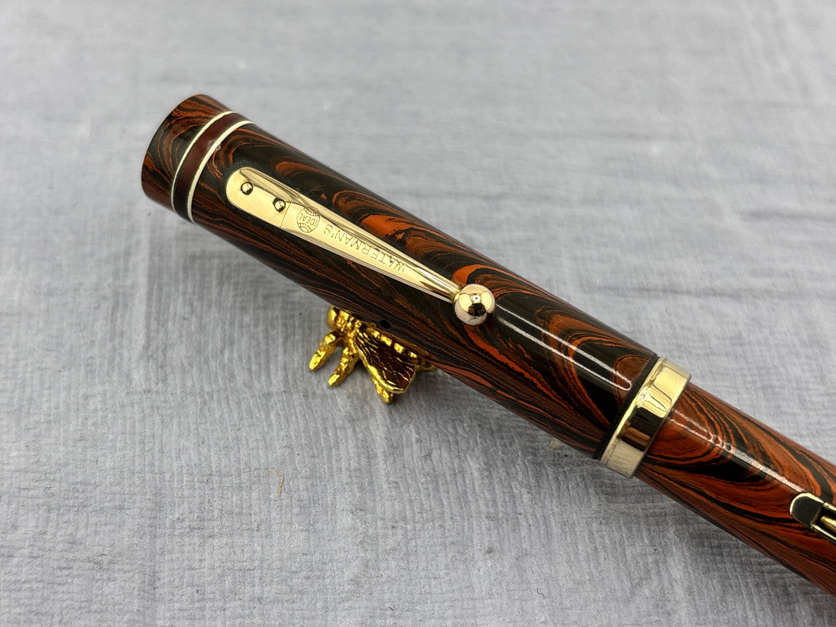 Waterman #5 Red/Black Ripple with Red Band + Correct "red" Nib - Fountain Pen