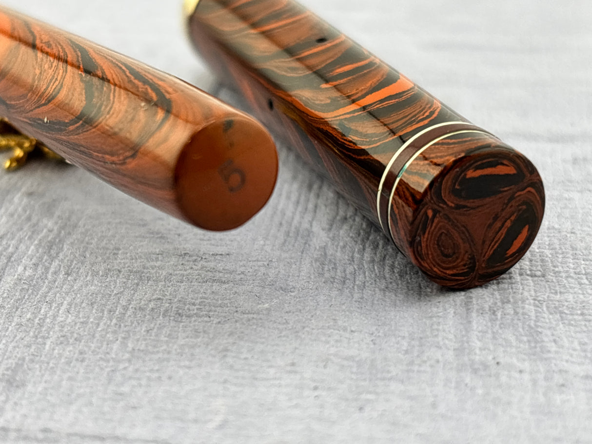 Waterman #5 Red/Black Ripple with Red Band + Correct "red" Nib - Fountain Pen